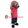 Unisex Super Cute Brown Dog With Red Top Mascot Costume