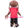 Unisex Super Cute Brown Dog With Red Top Mascot Costume