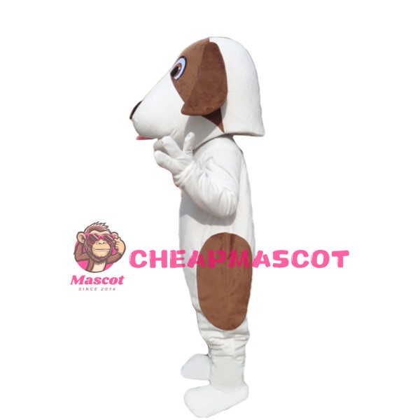 Lovely White & Brown Dog Mascot Costume