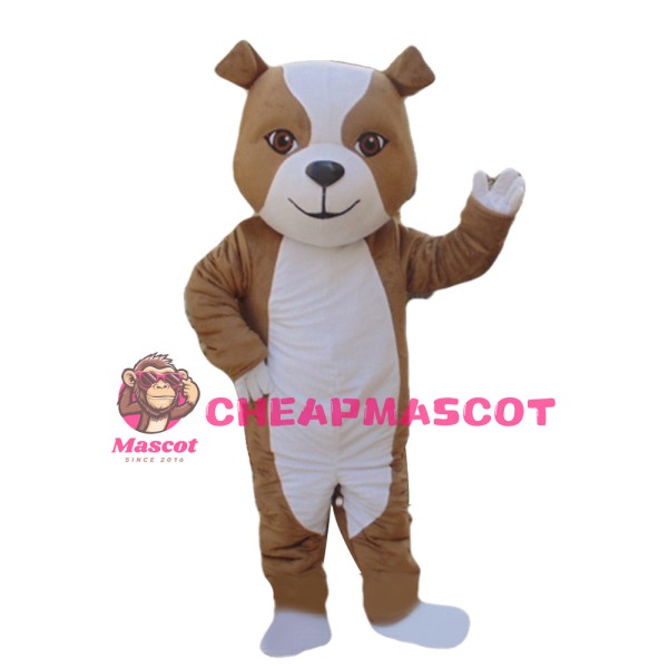 Friendly Brown & White Dog Mascot Costume