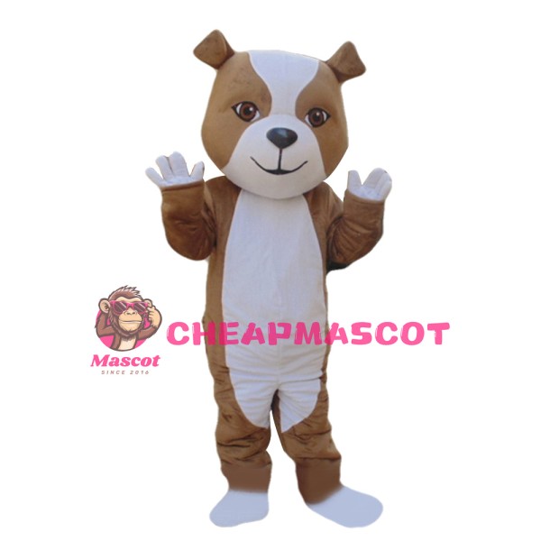 Friendly Brown & White Dog Mascot Costume