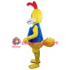 New Cartoon Yellow Chicken With Blue Top Mascot Costume