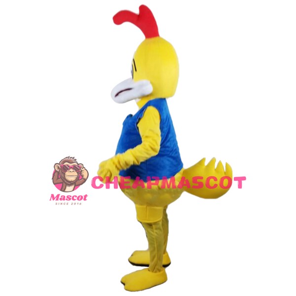 New Cartoon Yellow Chicken With Blue Top Mascot Costume