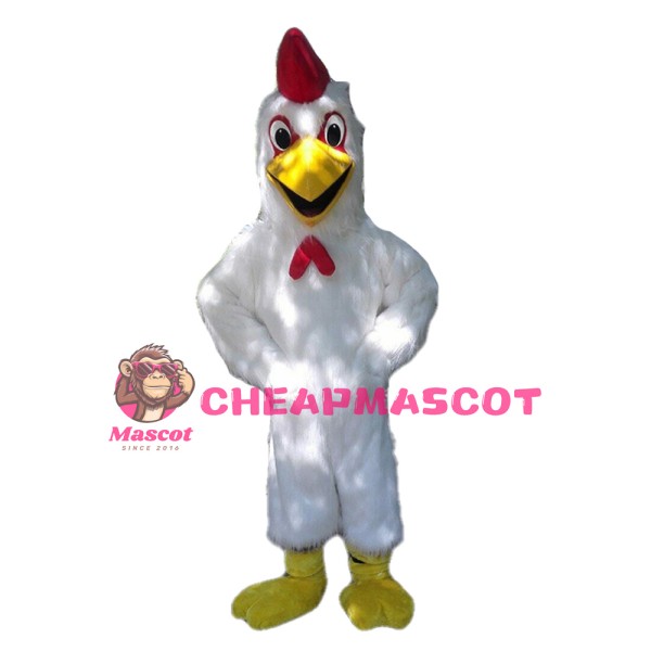Fancy Cartoon White Chicken Mascot Costume