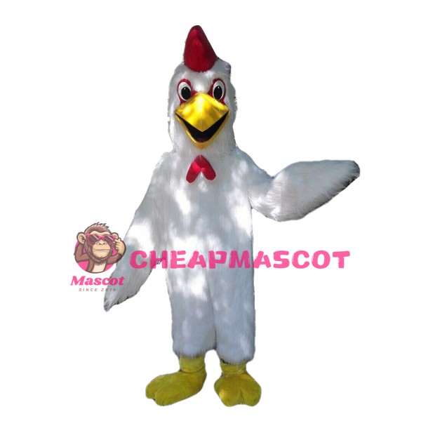 Fancy Cartoon White Chicken Mascot Costume