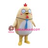 Super Cute Khaki Chicken With Blue Tie Mascot Costume