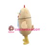 Super Cute Khaki Chicken With Blue Tie Mascot Costume