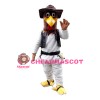 Friendly Brown Chicken With Suit And Hat Mascot Costume