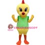 Cute Cartoon Yellow Chicken With Green Vest Mascot Costume