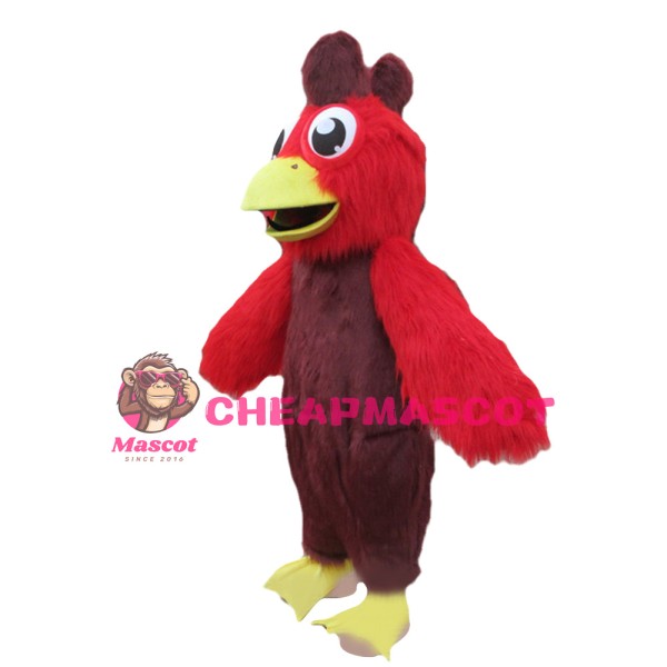 Adult Size Long Fur Red & Brown Chicken Mascot Costume
