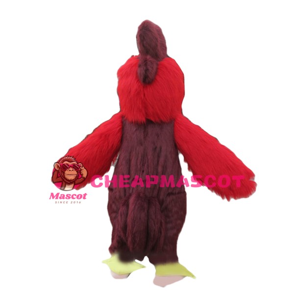 Adult Size Long Fur Red & Brown Chicken Mascot Costume