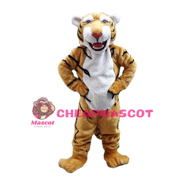 Fancy Tiger With Smiling Face Mascot Costume