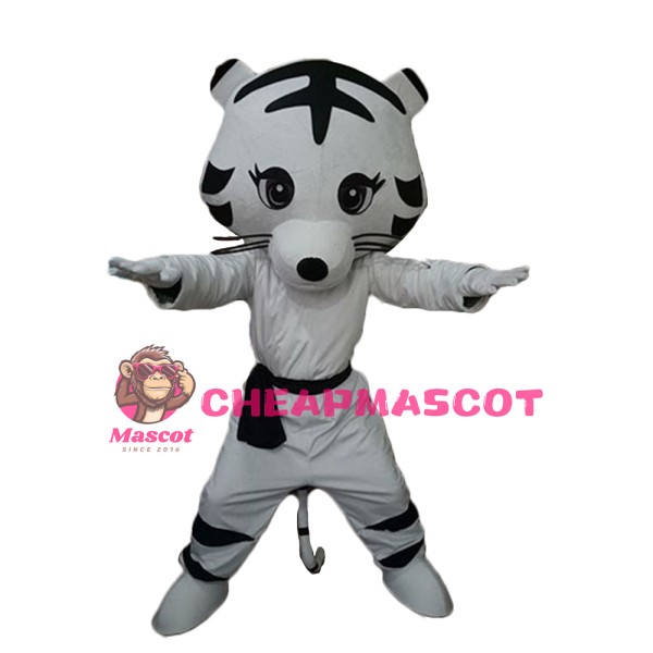 Lovely Taekwondo White Tiger Mascot Costume