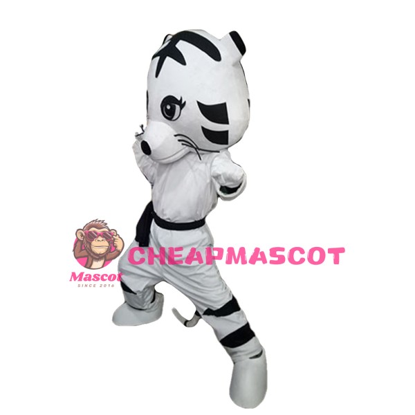 Lovely Taekwondo White Tiger Mascot Costume