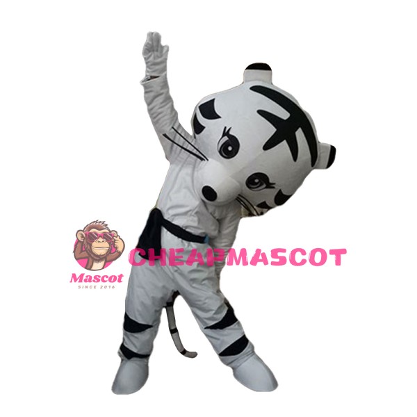 Lovely Taekwondo White Tiger Mascot Costume