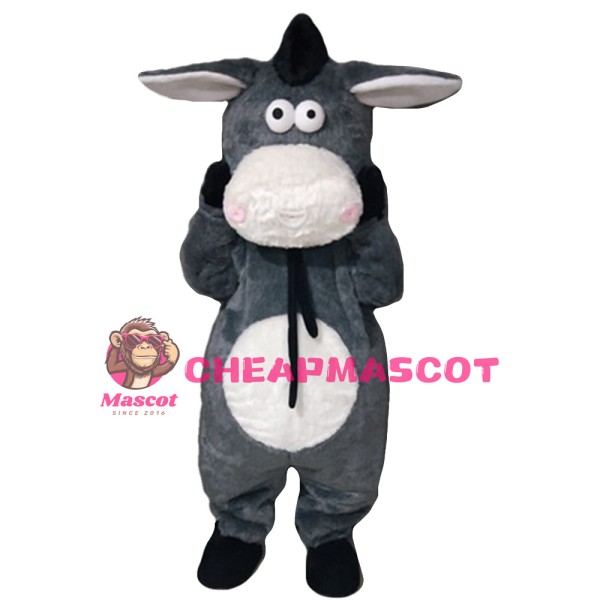 Unisex Cute Grey & White Donkey Mascot Costume