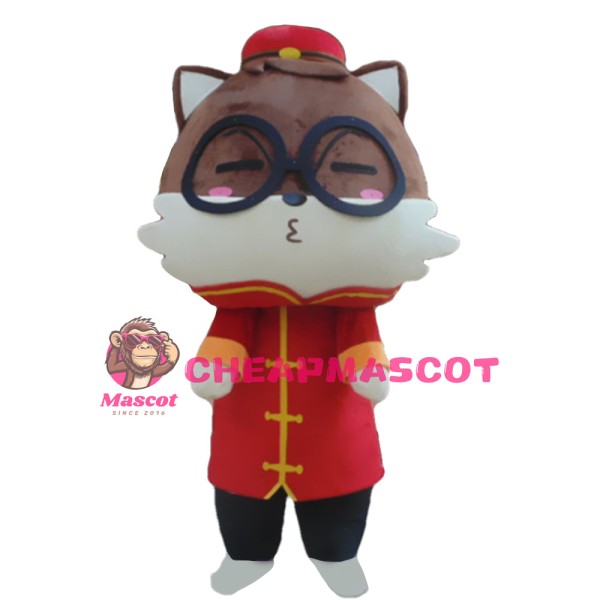 Adorable Cartoon Squirrel With Suit And Glasses Mascot Costume