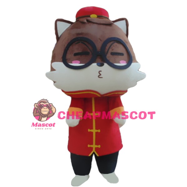 Adorable Cartoon Squirrel With Suit And Glasses Mascot Costume