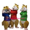 Pleasant Chipmunk Brothers With Colorful Top Mascot Costume