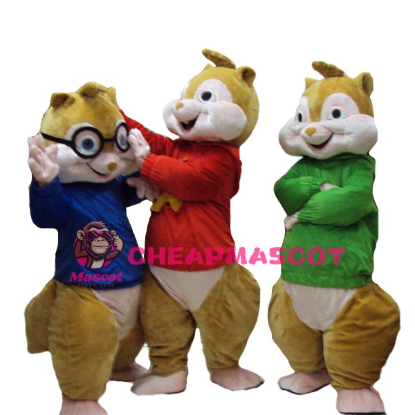 Pleasant Chipmunk Brothers With Colorful Top Mascot Costume