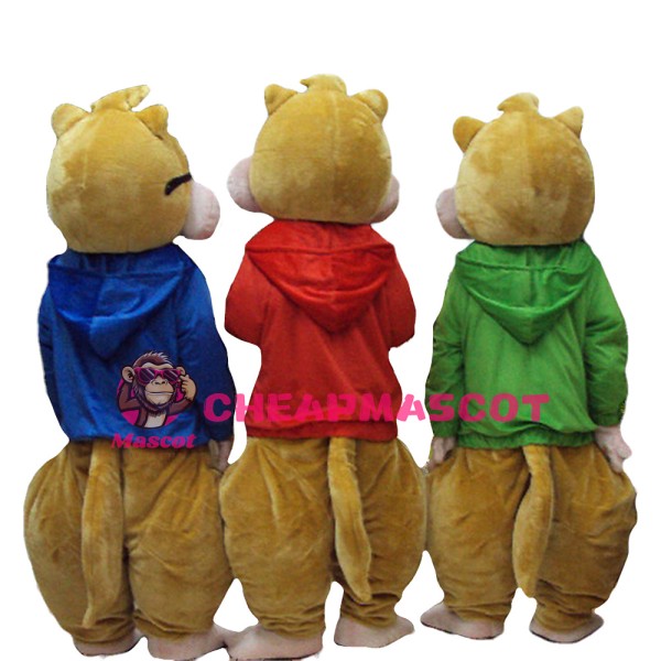 Pleasant Chipmunk Brothers With Colorful Top Mascot Costume