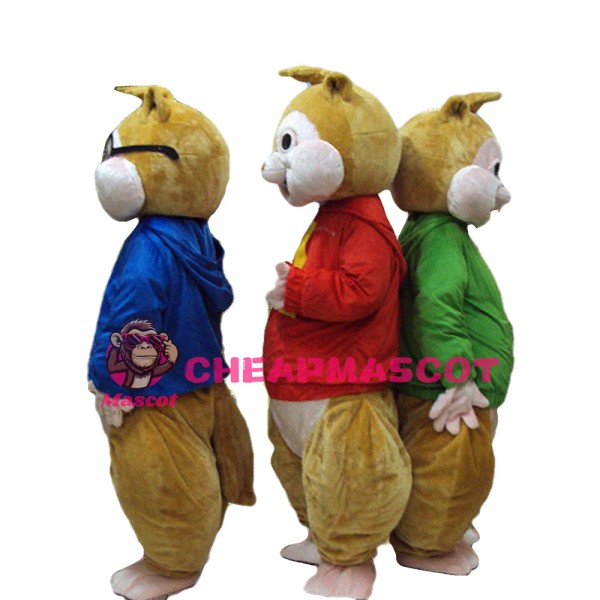 Pleasant Chipmunk Brothers With Colorful Top Mascot Costume