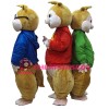 Pleasant Chipmunk Brothers With Colorful Top Mascot Costume