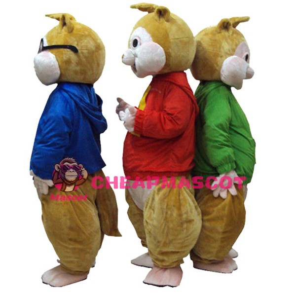 Pleasant Chipmunk Brothers With Colorful Top Mascot Costume