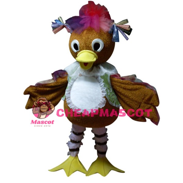 New Design Cartoon Brown Duck With Lace Apron Mascot Costume