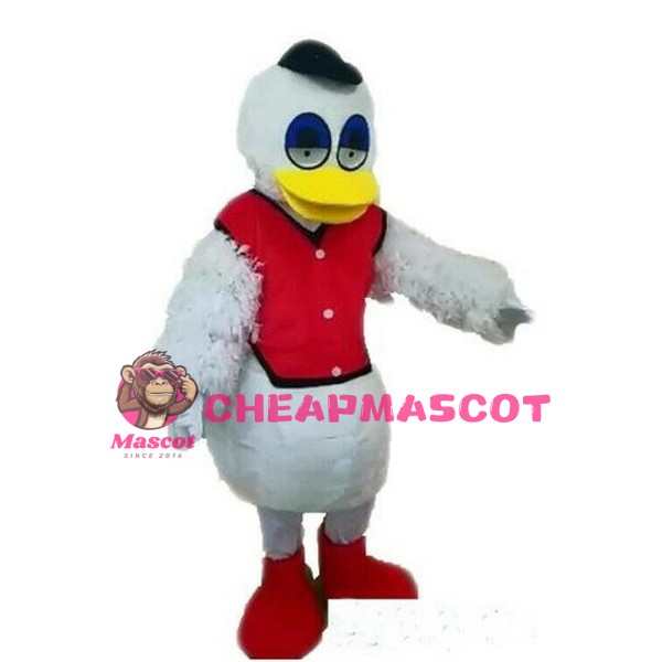 New Strong Plush White Duck With Red Vest Mascot Costume