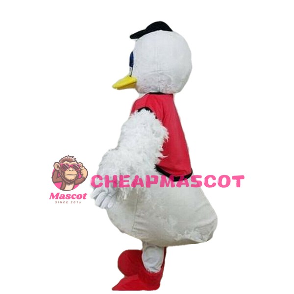 New Strong Plush White Duck With Red Vest Mascot Costume