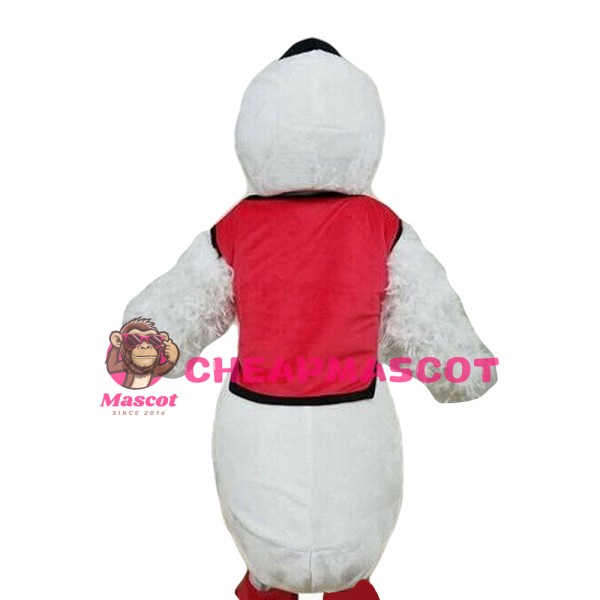 New Strong Plush White Duck With Red Vest Mascot Costume