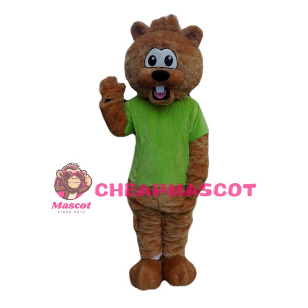 Adult Pleasant Beaver With Green Top Mascot Costume