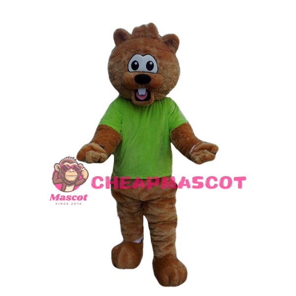 Adult Pleasant Beaver With Green Top Mascot Costume
