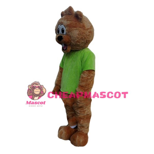 Adult Pleasant Beaver With Green Top Mascot Costume