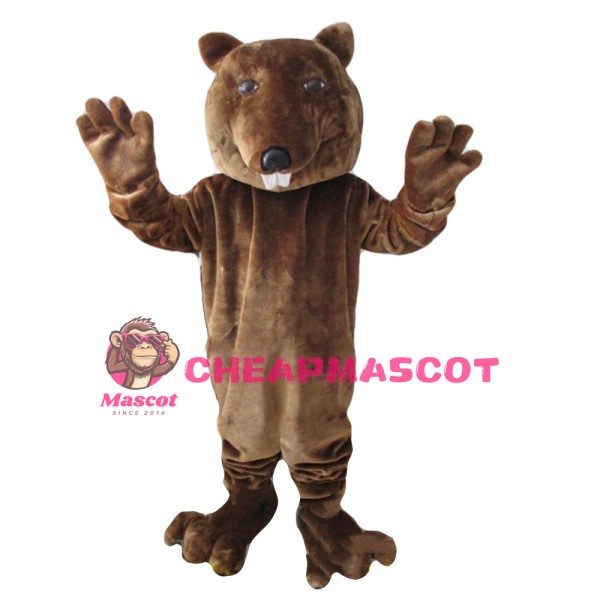 Unisex Smiling Tall Beaver Mascot Costume