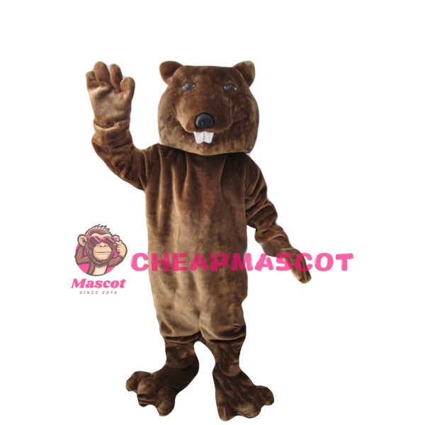 Unisex Smiling Tall Beaver Mascot Costume
