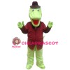 Cartoon Gentleman Crocodile With Brown Top Mascot Costume
