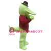 Cartoon Gentleman Crocodile With Brown Top Mascot Costume