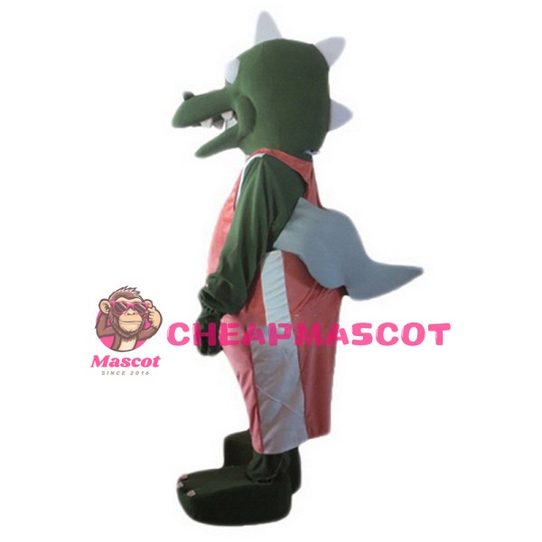 Cartoon Crocodile With Pink Suit And Wings Mascot Costume