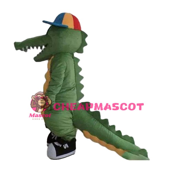Fancy Sports Crocodile With Colorful Cap And Shoes Mascot Costume