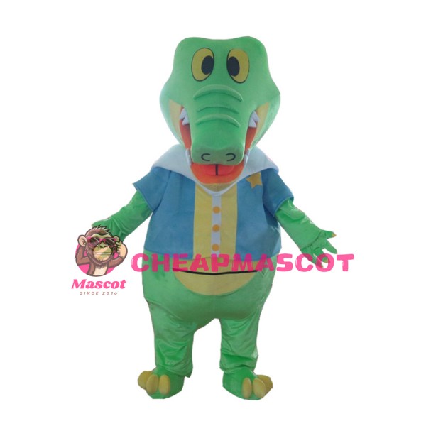 For Theme Event Cartoon Crocodile With Blue Top Mascot Costume