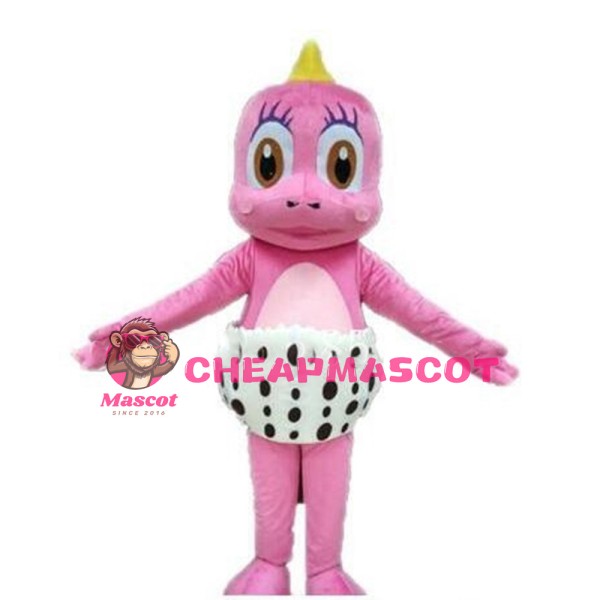Super Cute Pink Blue Baby Dinosaur With Diaper Mascot Costume