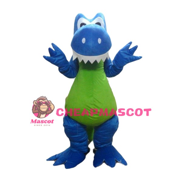 Cartoon Blue & Green Dinosaur Mascot Costume