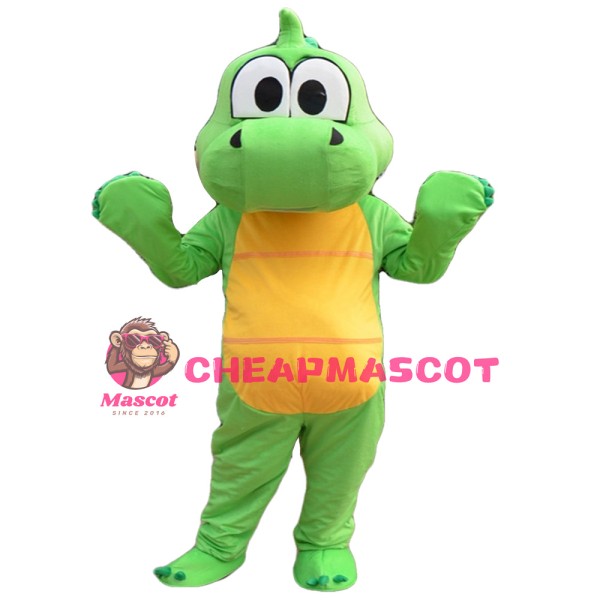 Classic Adorable Green & Yellow Dinosaur Mascot Costume
