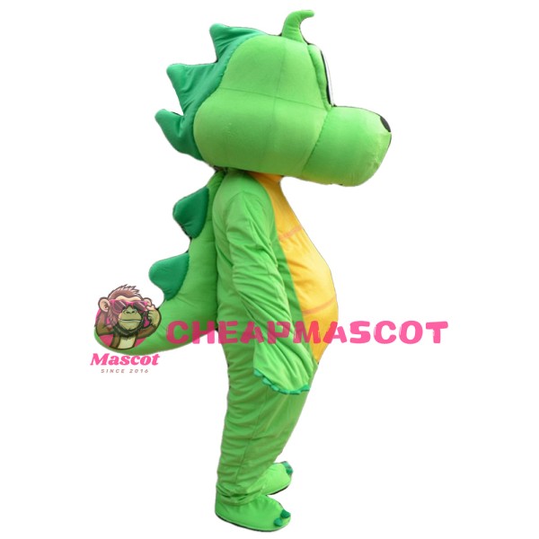 Classic Adorable Green & Yellow Dinosaur Mascot Costume