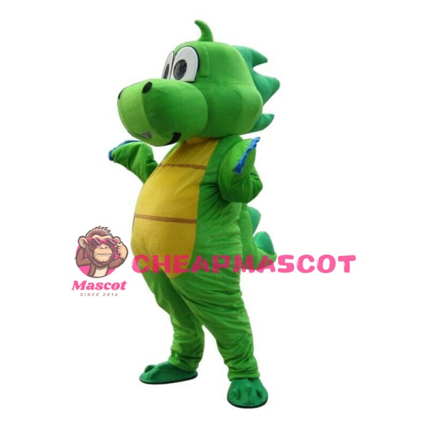 Classic Adorable Green & Yellow Dinosaur Mascot Costume