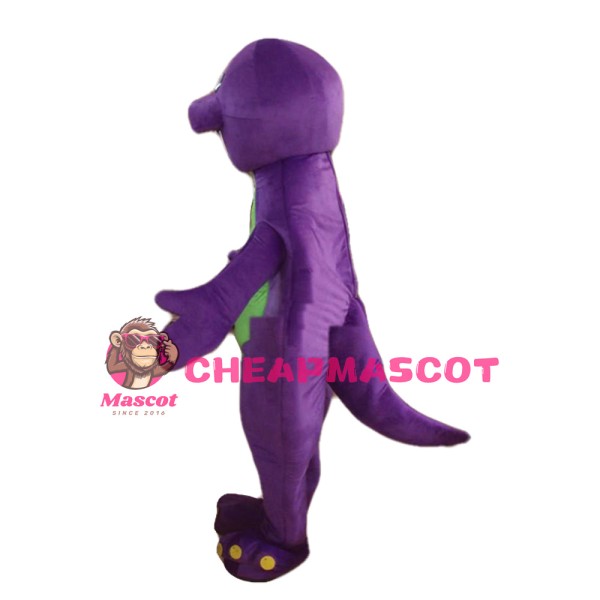 Cute Cartoon Purple & Green Dinosaur Mascot Costume