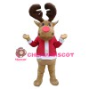 Fancy Elk With Red Top Mascot Costume For Christmas Party