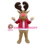 Fancy Elk With Red Top Mascot Costume For Christmas Party